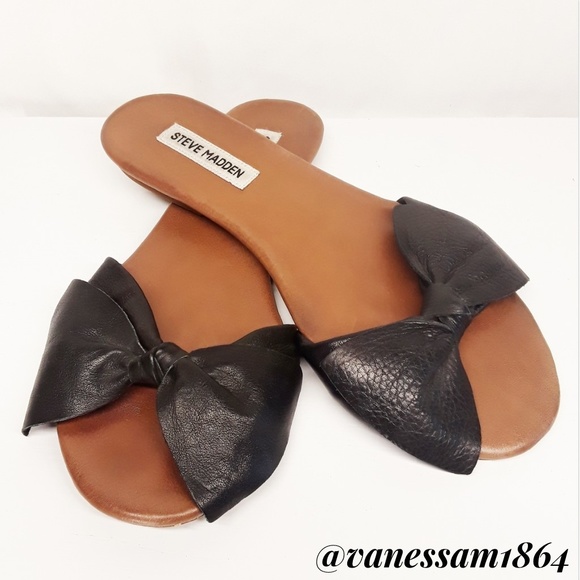 black bow flat sandals